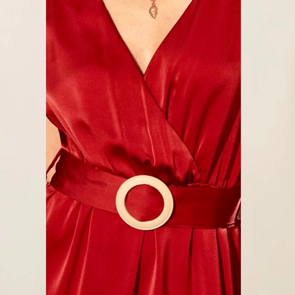 SHEIN⚡️Asymmetrical Satin Little Red Dress_S(Sz 6) - Picture 6 of 10